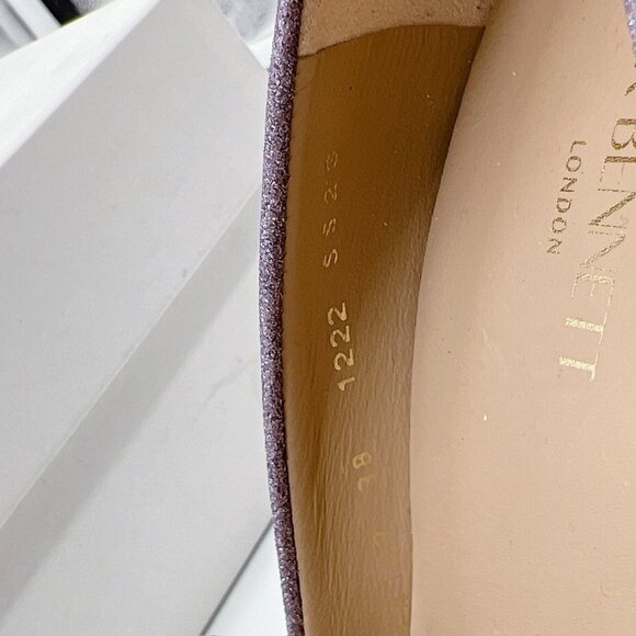 LK Bennett Dazzle Glitter Lilac Fabric Pointed Toe Flared Heel Pumps EU 38 US 8 - Picture 12 of 13